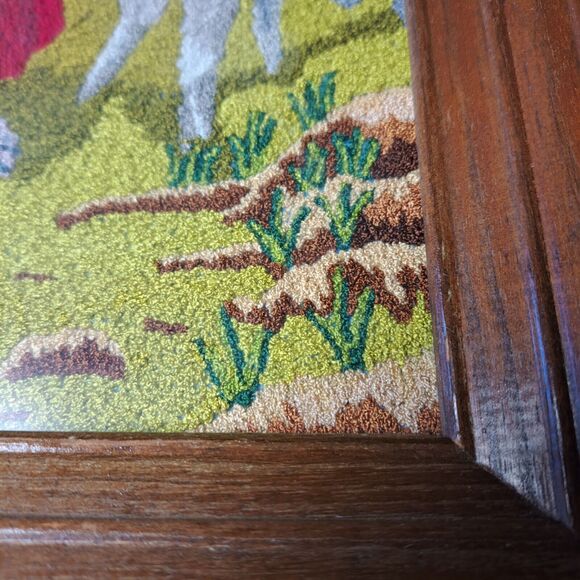 VTG Jesus THE SHEPERD Cross Stitch Wood Frame TAPESTRY RELIGIOUS WALL DECOR - Picture 3 of 10